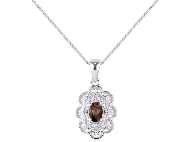 RYLOS Necklaces for Women Silver 925 Flower Necklace Gemstone & Genuine Diamonds Pendant 18" Chain 6X4MM  Birthstone  Womens Jewelry Silver Necklace For Women Diamond Necklaces for Women