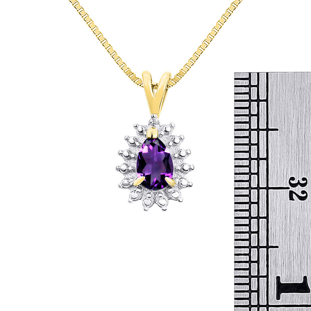 Rylos Women's 14K Yellow Gold Birthstone Set: Ring, Earring & Pendant Necklace. Gemstone & Diamonds, Pear Tear Drop Shape 6X4MM Birthstone. Perfectly Matching Gold Jewelry. Sizes 5-10.