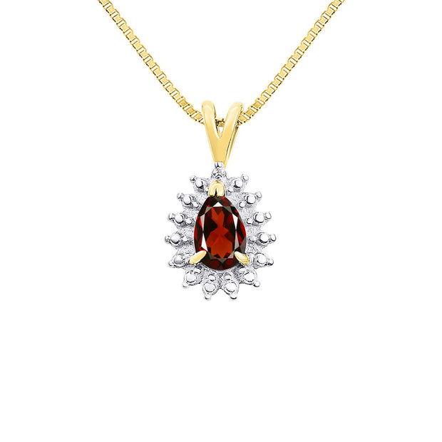 Rylos Halo Pendant Sterling Silver Necklace : Gemstone & Diamond Accent, 18 Chain - 6X4MM Tear Drop Birthstone Women's Jewelry - Timeless Elegance