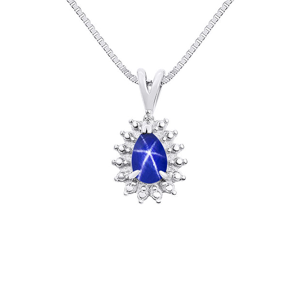 Rylos Halo Pendant Sterling Silver Necklace : Gemstone & Diamond Accent, 18 Chain - 6X4MM Tear Drop Birthstone Women's Jewelry - Timeless Elegance