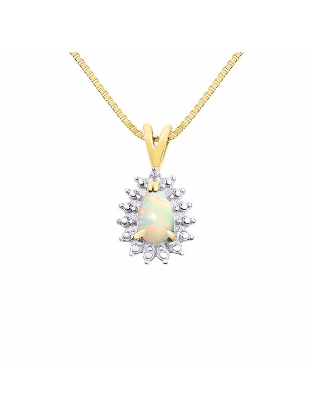 Rylos Halo Pendant Sterling Silver Necklace : Gemstone & Diamond Accent, 18 Chain - 6X4MM Tear Drop Birthstone Women's Jewelry - Timeless Elegance