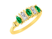 Rylos Women's Yellow Gold Plated Silver Classic 3-Stone Precious Gemstone and Diamond Ring  Jewelry in Sizes 5-10