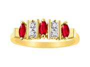 Rylos Women's Yellow Gold Plated Silver Classic 3-Stone Precious Gemstone and Diamond Ring  Jewelry in Sizes 5-10