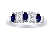 Rylos Women's Sterling Silver Classic 3-Stone Precious Gemstone and Diamond Ring  Jewelry in Sizes 5-10