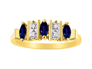 Rylos Women's Yellow Gold Plated Silver Classic 3-Stone Precious Gemstone and Diamond Ring  Jewelry in Sizes 5-10