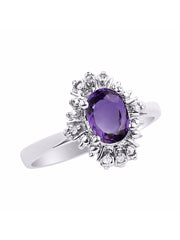 Rylos Ring showcasing a 7X5MM Oval Gemstone & Sparkling Diamonds - Exquisite Color Stone Jewelry for Women in Sterling Silver, Available in Sizes 5-10