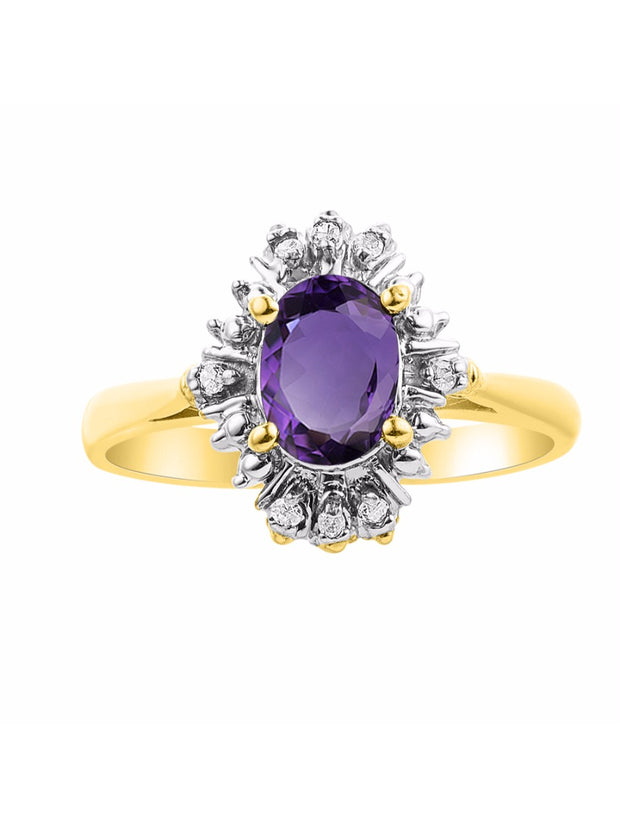 Rylos Ring showcasing a 7X5MM Oval Gemstone & Sparkling Diamonds - Exquisite Color Stone Jewelry for Women in Yellow Gold Plated Silver, Available in Sizes 5-10