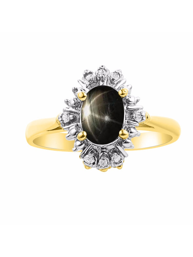 Rylos Ring showcasing a 7X5MM Oval Gemstone & Sparkling Diamonds - Exquisite Color Stone Jewelry for Women in Yellow Gold Plated Silver, Available in Sizes 5-10