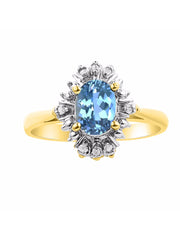 Rylos Ring showcasing a 7X5MM Oval Gemstone & Sparkling Diamonds - Exquisite Color Stone Jewelry for Women in Yellow Gold Plated Silver, Available in Sizes 5-10