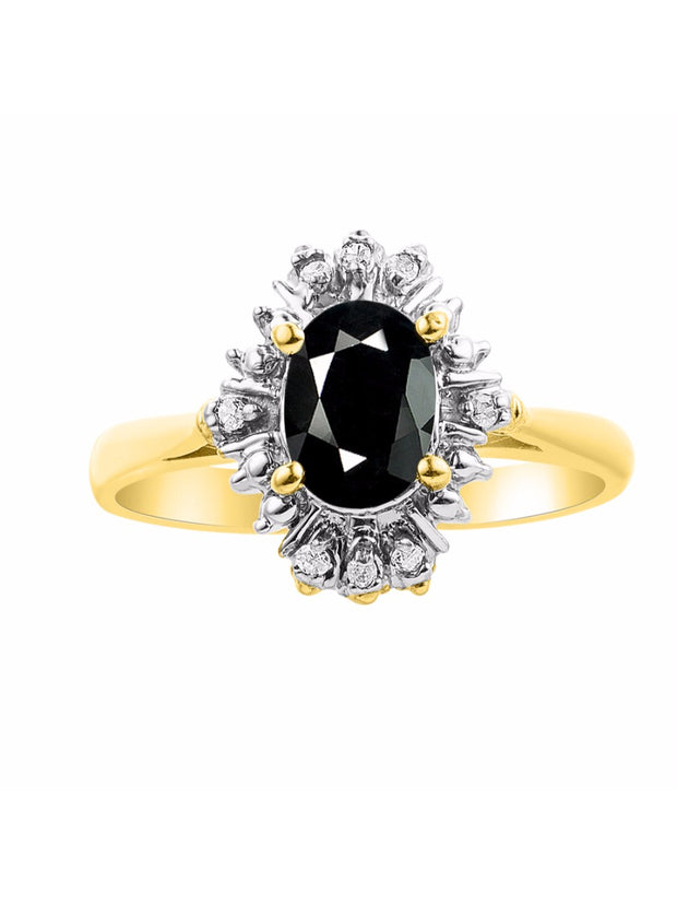 Rylos Ring showcasing a 7X5MM Oval Gemstone & Sparkling Diamonds - Exquisite Color Stone Jewelry for Women in Yellow Gold Plated Silver, Available in Sizes 5-10