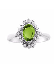 Rylos Ring showcasing a 7X5MM Oval Gemstone & Sparkling Diamonds - Exquisite Color Stone Jewelry for Women in Sterling Silver, Available in Sizes 5-10