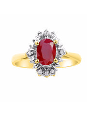 Rylos Ring showcasing a 7X5MM Oval Gemstone & Sparkling Diamonds - Exquisite Color Stone Jewelry for Women in Yellow Gold Plated Silver, Available in Sizes 5-10