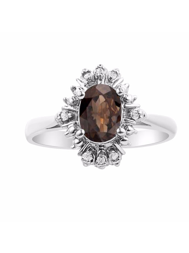 Rylos Ring showcasing a 7X5MM Oval Gemstone & Sparkling Diamonds - Exquisite Color Stone Jewelry for Women in Sterling Silver, Available in Sizes 5-10