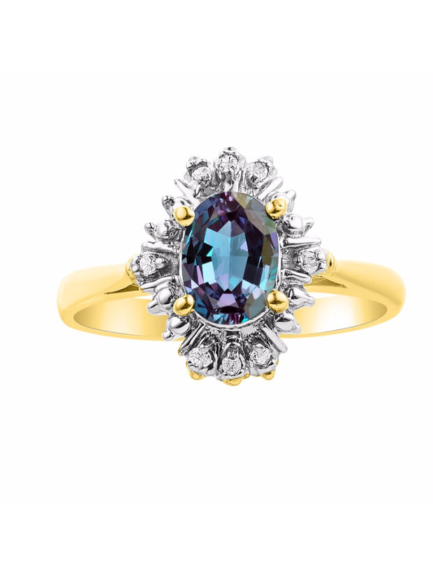 Rylos Ring showcasing a 7X5MM Oval Gemstone & Sparkling Diamonds - Exquisite Color Stone Jewelry for Women in Yellow Gold Plated Silver, Available in Sizes 5-10