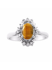 Rylos Ring showcasing a 7X5MM Oval Gemstone & Sparkling Diamonds - Exquisite Color Stone Jewelry for Women in Sterling Silver, Available in Sizes 5-10