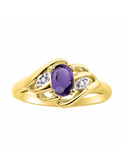 Rylos Ring featuring Classic Style, 6X4MM Birthstone Gemstone, & Diamonds - Elegant Jewelry for Women in Yellow Gold Plated Silver, Sizes 5-10