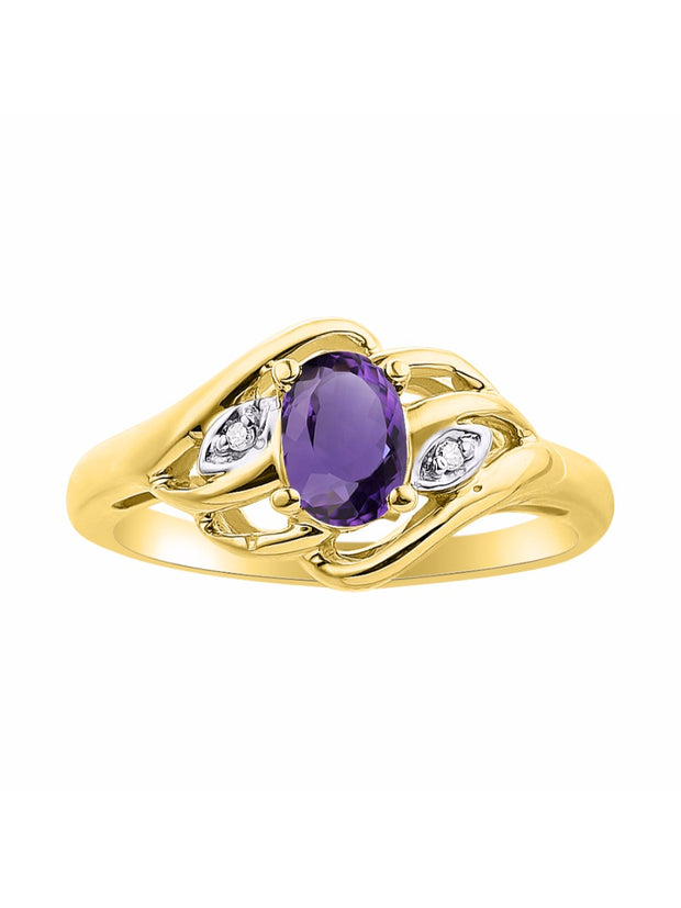 Rylos Ring featuring Classic Style, 6X4MM Birthstone Gemstone, & Diamonds - Elegant Jewelry for Women in Yellow Gold Plated Silver, Sizes 5-10