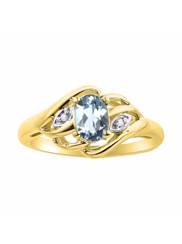 Rylos Ring featuring Classic Style, 6X4MM Birthstone Gemstone, & Diamonds - Elegant Jewelry for Women in Yellow Gold Plated Silver, Sizes 5-10