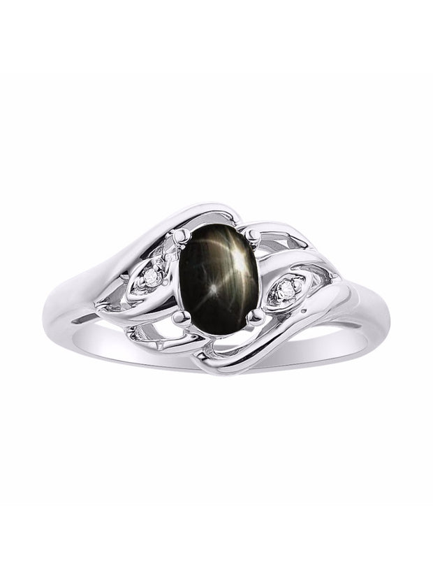 Rylos Ring featuring Classic Style, 6X4MM Birthstone Gemstone, & Diamonds - Elegant Jewelry for Women in Sterling Silver, Sizes 5-10