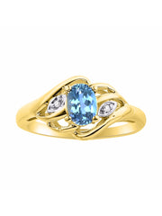 Rylos Ring featuring Classic Style, 6X4MM Birthstone Gemstone, & Diamonds - Elegant Jewelry for Women in Yellow Gold Plated Silver, Sizes 5-10