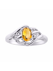 Rylos 14K White Gold Ring with Classic Style, 6X4MM Birthstone Gemstone, & Sparkling Diamonds - Opulent Gem Jewelry for Women in Sizes 5-10