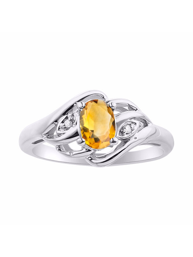 Rylos Ring featuring Classic Style, 6X4MM Birthstone Gemstone, & Diamonds - Elegant Jewelry for Women in Sterling Silver, Sizes 5-10