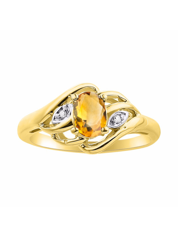 Rylos Ring featuring Classic Style, 6X4MM Birthstone Gemstone, & Diamonds - Elegant Jewelry for Women in Yellow Gold Plated Silver, Sizes 5-10