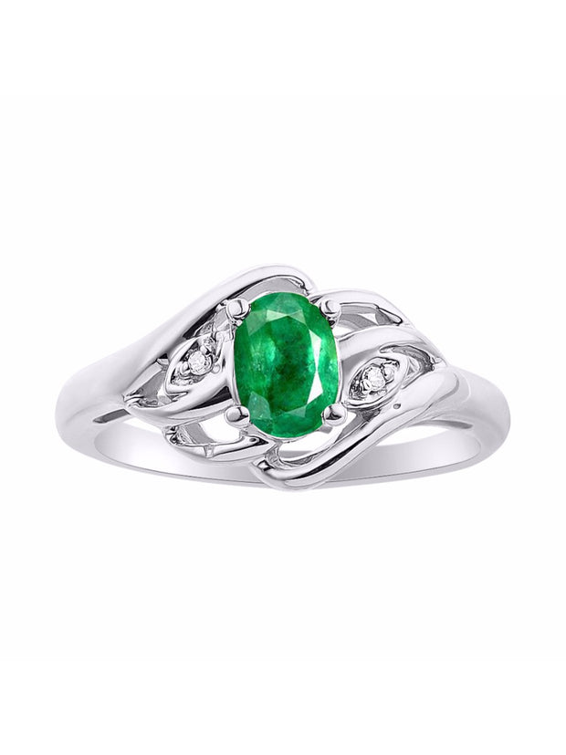 Rylos Ring featuring Classic Style, 6X4MM Birthstone Gemstone, & Diamonds - Elegant Jewelry for Women in Sterling Silver, Sizes 5-10