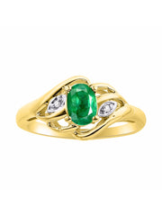 Rylos Ring featuring Classic Style, 6X4MM Birthstone Gemstone, & Diamonds - Elegant Jewelry for Women in Yellow Gold Plated Silver, Sizes 5-10