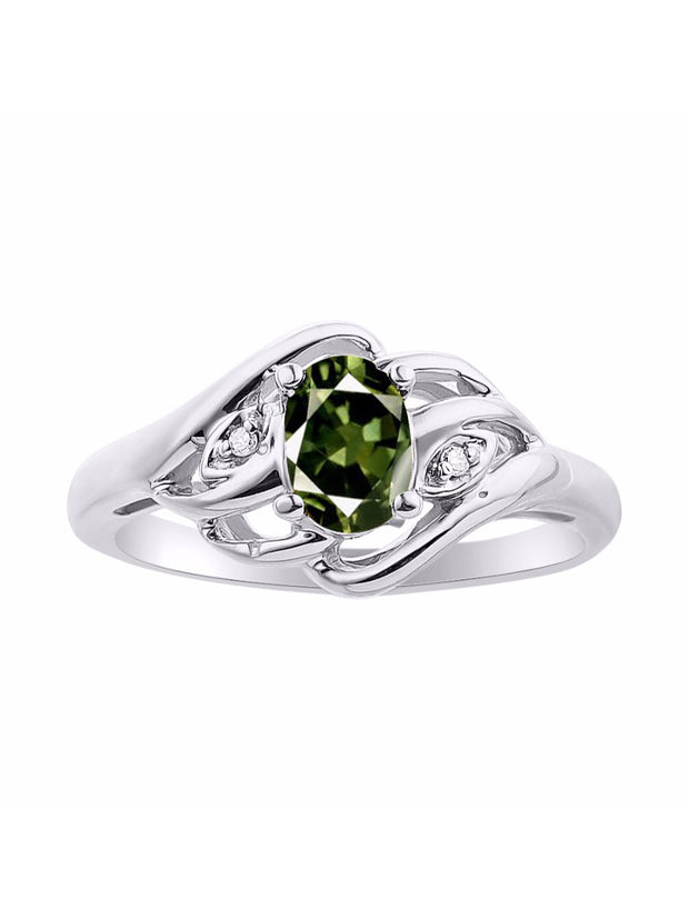 Rylos Ring featuring Classic Style, 6X4MM Birthstone Gemstone, & Diamonds - Elegant Jewelry for Women in Sterling Silver, Sizes 5-10