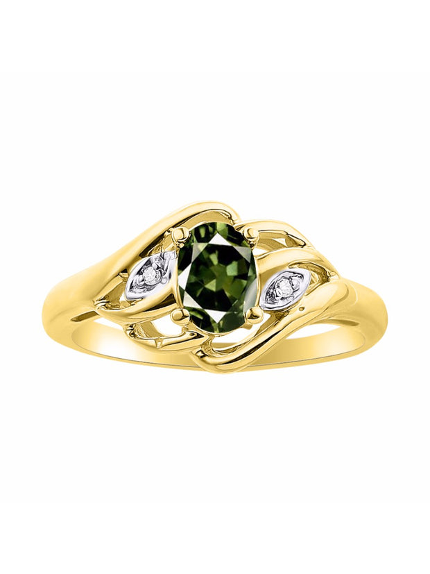 Rylos Ring featuring Classic Style, 6X4MM Birthstone Gemstone, & Diamonds - Elegant Jewelry for Women in Yellow Gold Plated Silver, Sizes 5-10