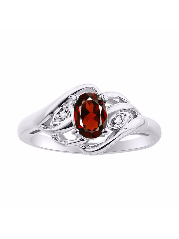 Rylos 14K White Gold Ring with Classic Style, 6X4MM Birthstone Gemstone, & Sparkling Diamonds - Opulent Gem Jewelry for Women in Sizes 5-10