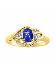 Rylos Ring featuring Classic Style, 6X4MM Birthstone Gemstone, & Diamonds - Elegant Jewelry for Women in Yellow Gold Plated Silver, Sizes 5-10