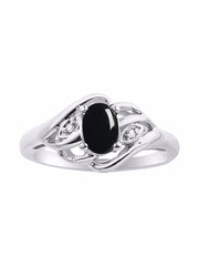 Rylos Ring featuring Classic Style, 6X4MM Birthstone Gemstone, & Diamonds - Elegant Jewelry for Women in Sterling Silver, Sizes 5-10