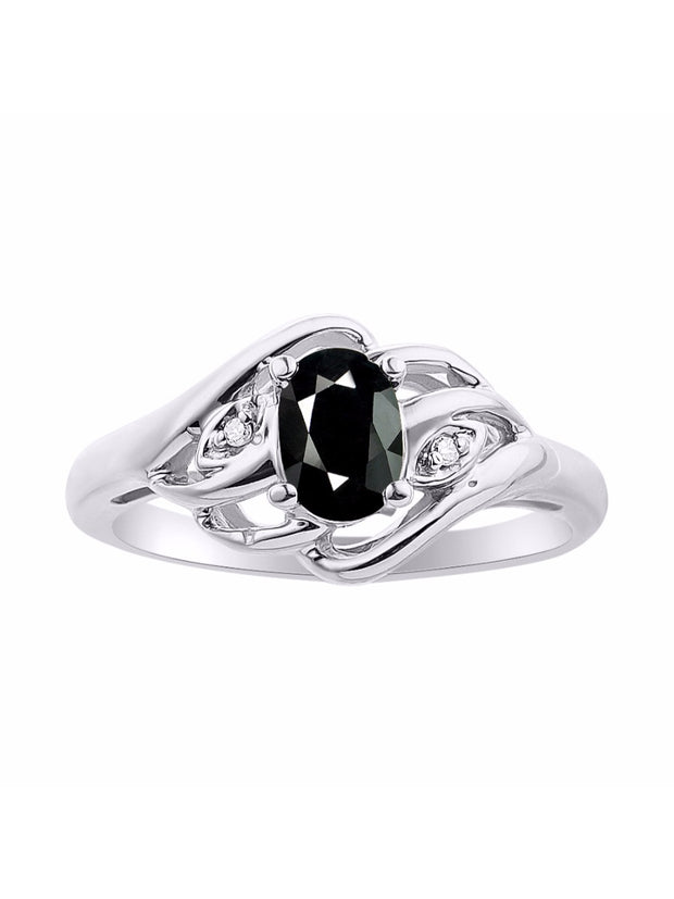 Rylos Ring featuring Classic Style, 6X4MM Birthstone Gemstone, & Diamonds - Elegant Jewelry for Women in Sterling Silver, Sizes 5-10