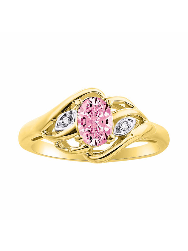 Rylos Ring featuring Classic Style, 6X4MM Birthstone Gemstone, & Diamonds - Elegant Jewelry for Women in Yellow Gold Plated Silver, Sizes 5-10