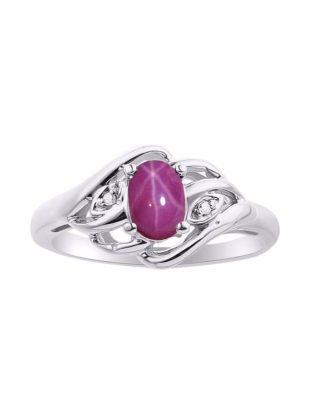 Rylos 14K White Gold Ring with Classic Style, 6X4MM Birthstone Gemstone, & Sparkling Diamonds - Opulent Gem Jewelry for Women in Sizes 5-10