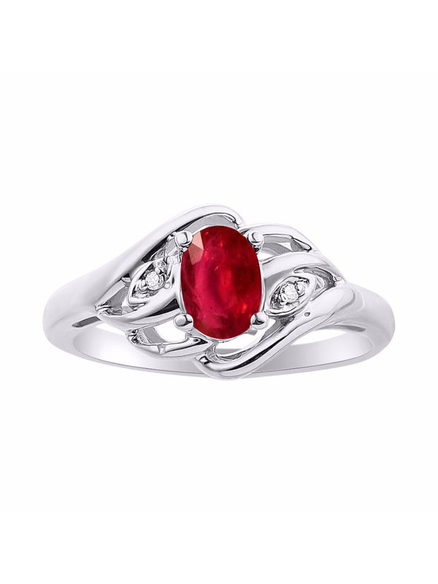 Rylos 14K White Gold Ring with Classic Style, 6X4MM Birthstone Gemstone, & Sparkling Diamonds - Opulent Gem Jewelry for Women in Sizes 5-10