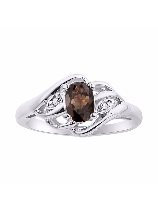 Rylos Ring featuring Classic Style, 6X4MM Birthstone Gemstone, & Diamonds - Elegant Jewelry for Women in Sterling Silver, Sizes 5-10