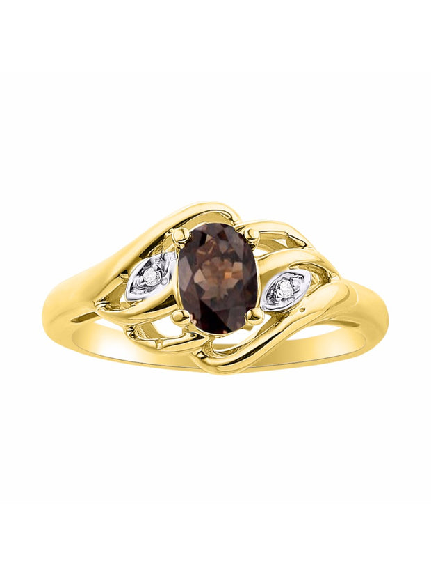 Rylos 14K Yellow Gold Ring with Classic Style, 6X4MM Birthstone Gemstone, & Sparkling Diamonds - Opulent Gem Jewelry for Women in Sizes 5-10