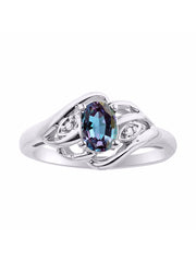 Rylos 14K White Gold Ring with Classic Style, 6X4MM Birthstone Gemstone, & Sparkling Diamonds - Opulent Gem Jewelry for Women in Sizes 5-10