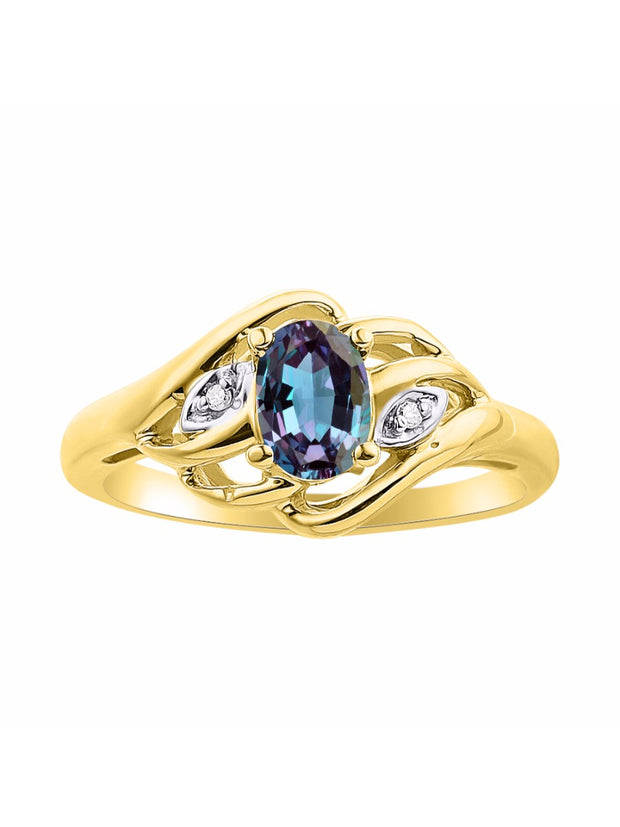 Rylos Ring featuring Classic Style, 6X4MM Birthstone Gemstone, & Diamonds - Elegant Jewelry for Women in Yellow Gold Plated Silver, Sizes 5-10