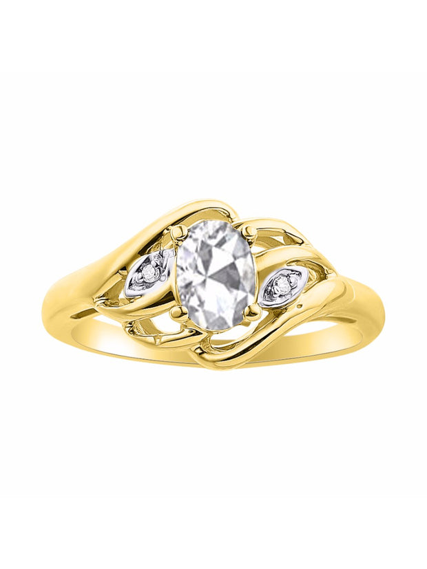 Rylos Ring featuring Classic Style, 6X4MM Birthstone Gemstone, & Diamonds - Elegant Jewelry for Women in Yellow Gold Plated Silver, Sizes 5-10