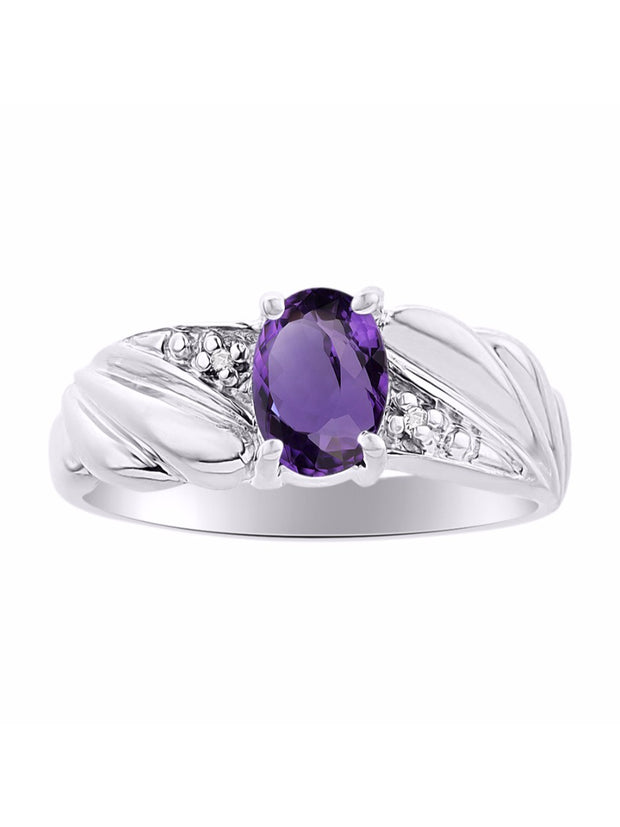 Rylos 14K White Gold Angel Wing Birthstone Ring 7X5MM Gemstone & Diamonds - Captivating Color Stone Jewelry for Women in Gold, Sizes 5-10