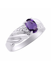 Rylos 14K White Gold Angel Wing Birthstone Ring 7X5MM Gemstone & Diamonds - Captivating Color Stone Jewelry for Women in Gold, Sizes 5-10