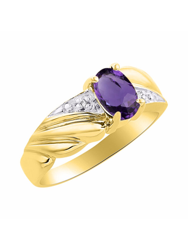 Rylos Angel Wing Birthstone Ring 7X5MM Gemstone & Diamonds - Elegant Stone Jewelry for Women in Yellow Gold Plated Silver, Available in Sizes 5-10