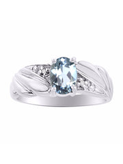 Rylos 14K White Gold Angel Wing Birthstone Ring 7X5MM Gemstone & Diamonds - Captivating Color Stone Jewelry for Women in Gold, Sizes 5-10