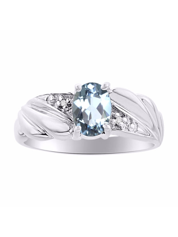 Rylos 14K White Gold Angel Wing Birthstone Ring 7X5MM Gemstone & Diamonds - Captivating Color Stone Jewelry for Women in Gold, Sizes 5-10