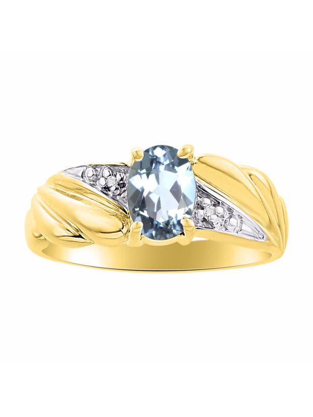 Rylos Angel Wing Birthstone Ring 7X5MM Gemstone & Diamonds - Elegant Stone Jewelry for Women in Yellow Gold Plated Silver, Available in Sizes 5-10