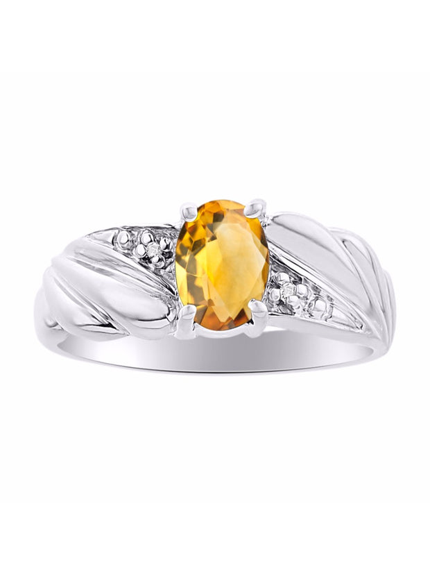 Rylos 14K White Gold Angel Wing Birthstone Ring 7X5MM Gemstone & Diamonds - Captivating Color Stone Jewelry for Women in Gold, Sizes 5-10